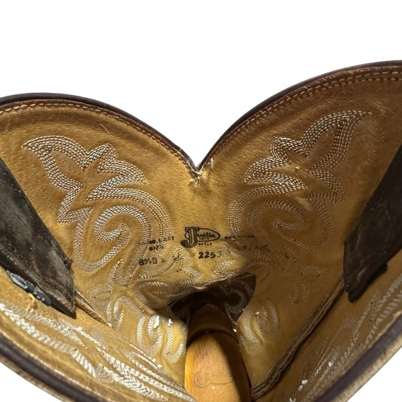 Justin Men's Leather Western Boots 2253 Buck 13" Round Toe Cowboy Size 8.5 D - Picture 7 of 7